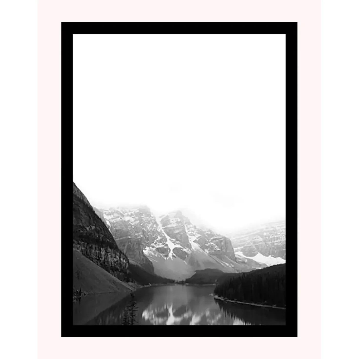 Stampa con cornice verticale 30x40 cm lago bianco e nero