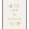 Stampa incorniciata immagine con scritta "viva la natura" 20 x 25 cm