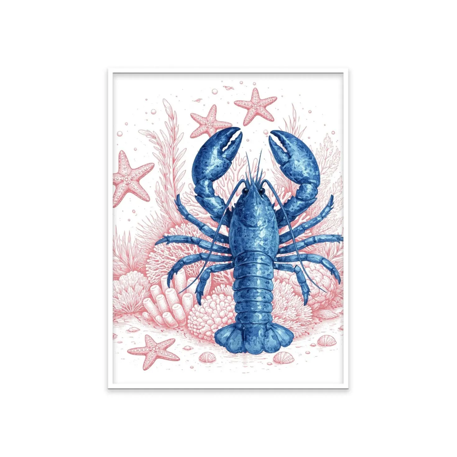 Stampa incorniciata 30x40 cm red&blue lobster