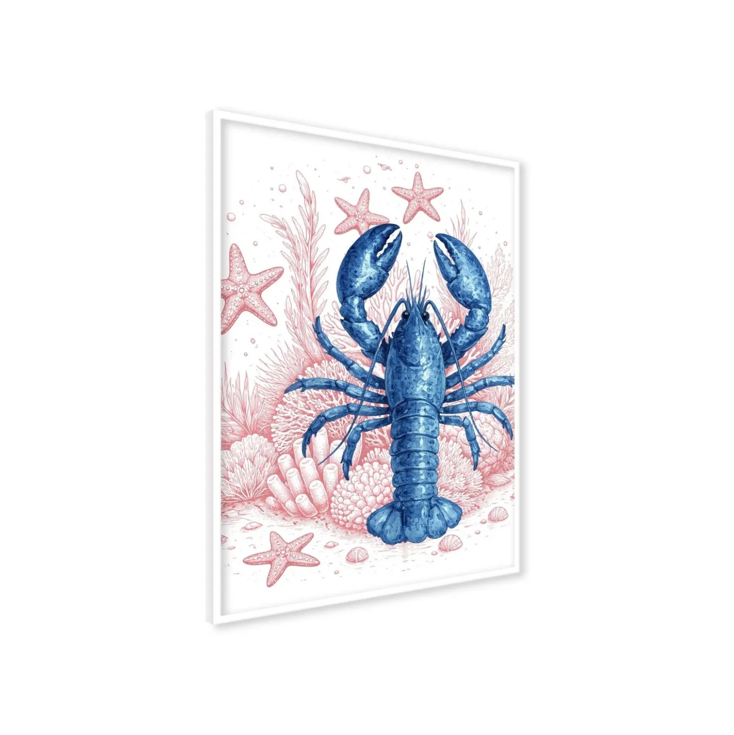 Stampa incorniciata 30x40 cm red&blue lobster