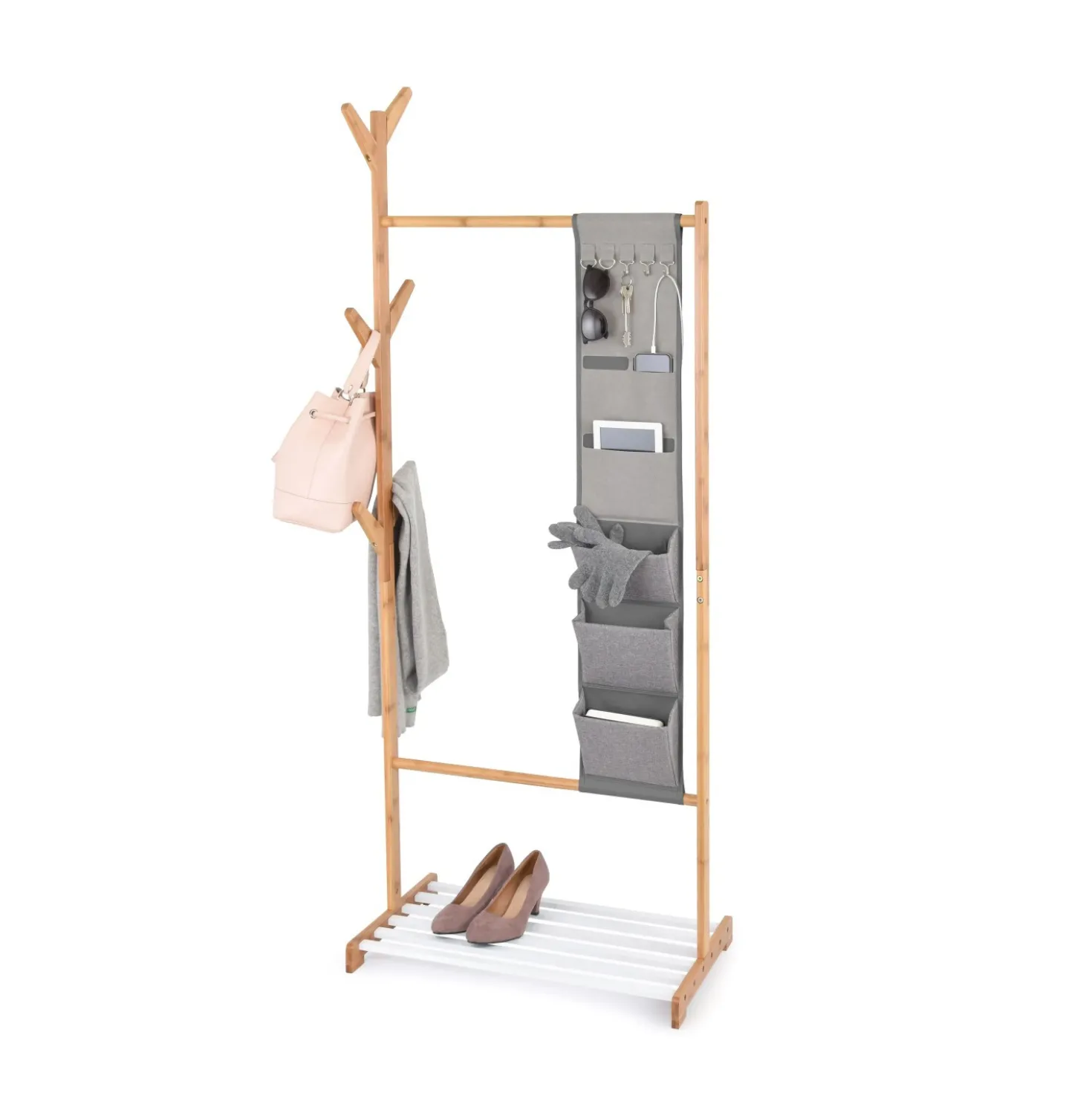 Stander Appendiabiti Domopak Living in bamboo multitasca 65x38x167 cm