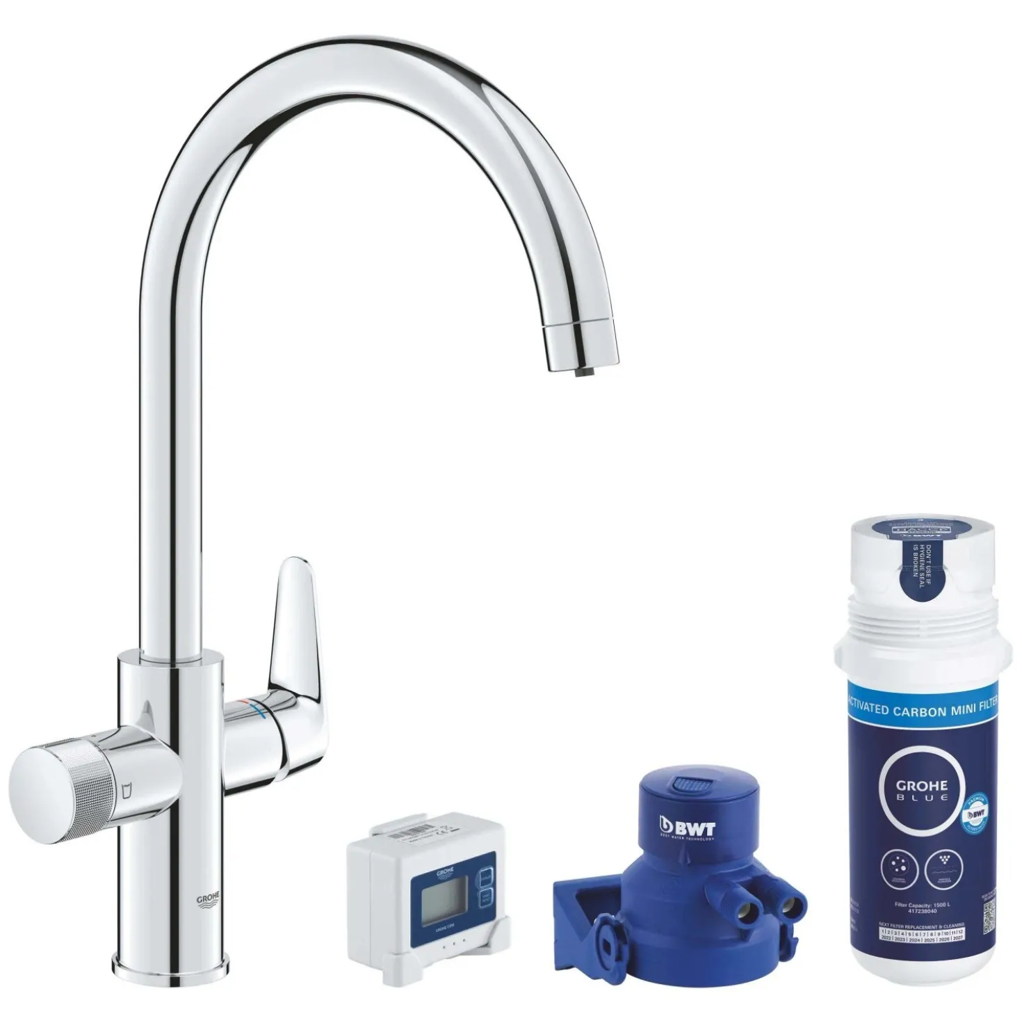 Starter kit con filtro ai carboni attivi GROHE Blue Pure StartCurve Cromo