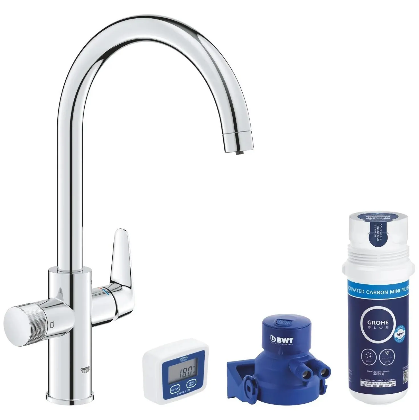 Starter kit con filtro ai carboni attivi GROHE Blue Pure StartCurve Cromo
