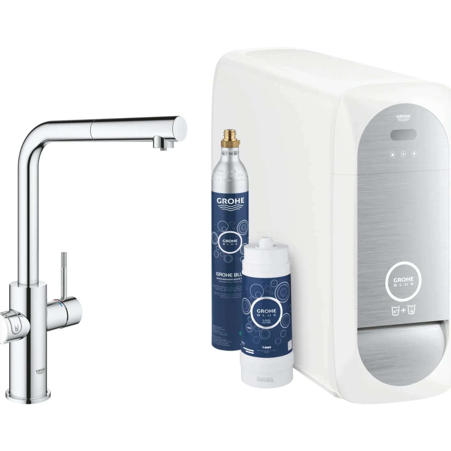 Starter kit Miscelatore cucina monocomando Grohe Blue Home cromo