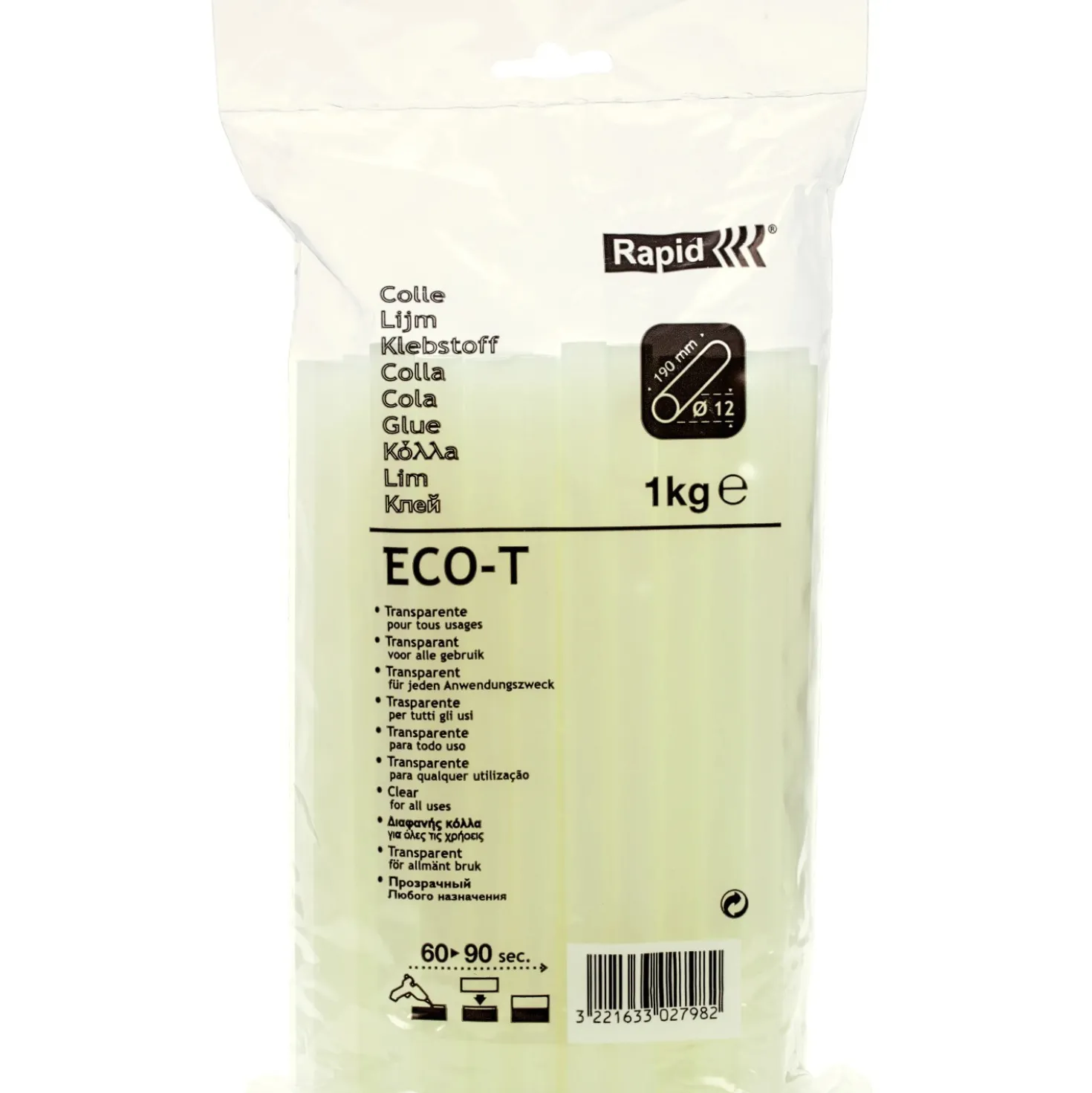 Stick di Colla Rapid Multiuso ECO-T da 12 mm Trasparente