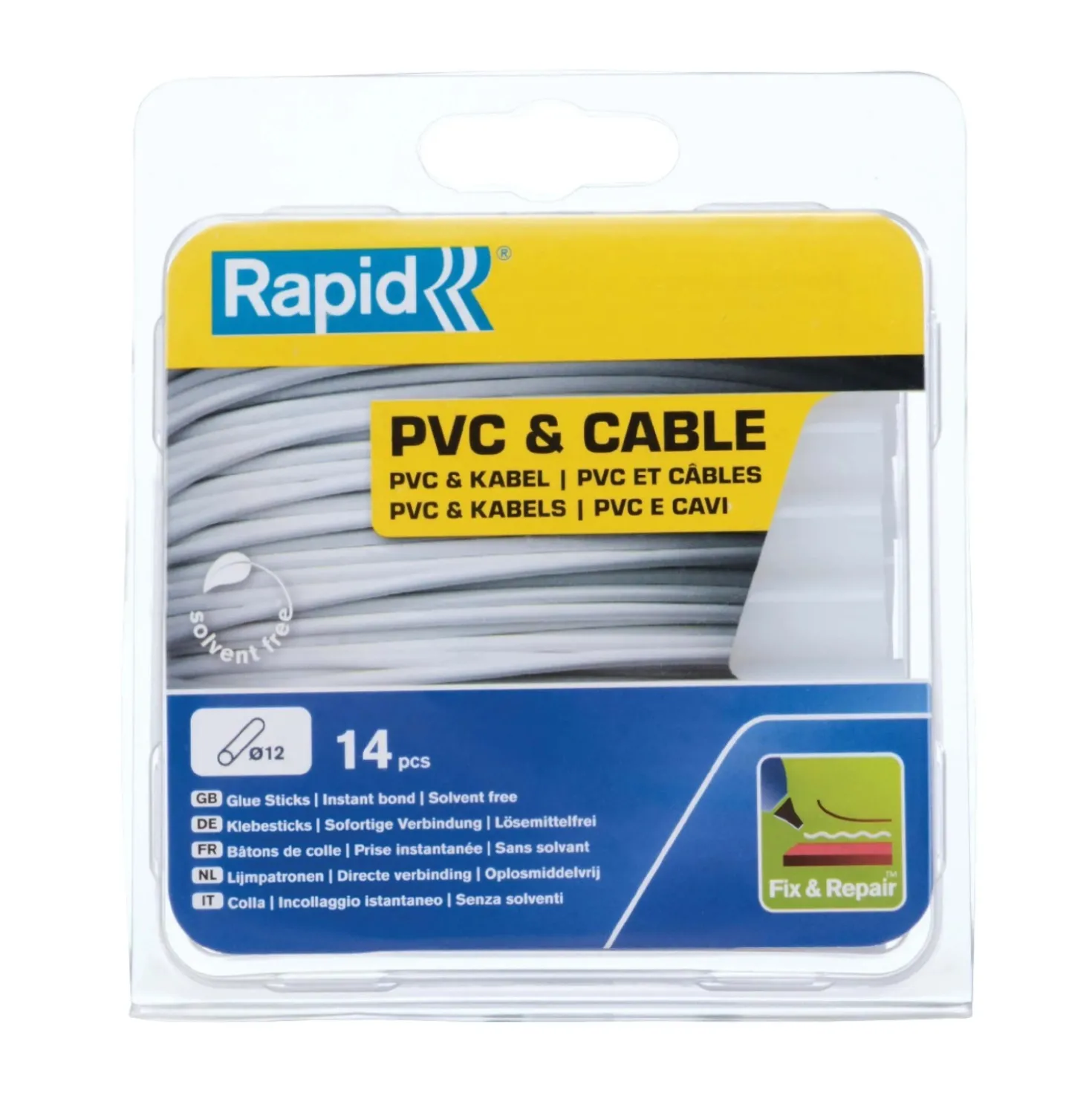 Stick di Colla Rapid per PVC e Cavi da 12 mm Trasparente