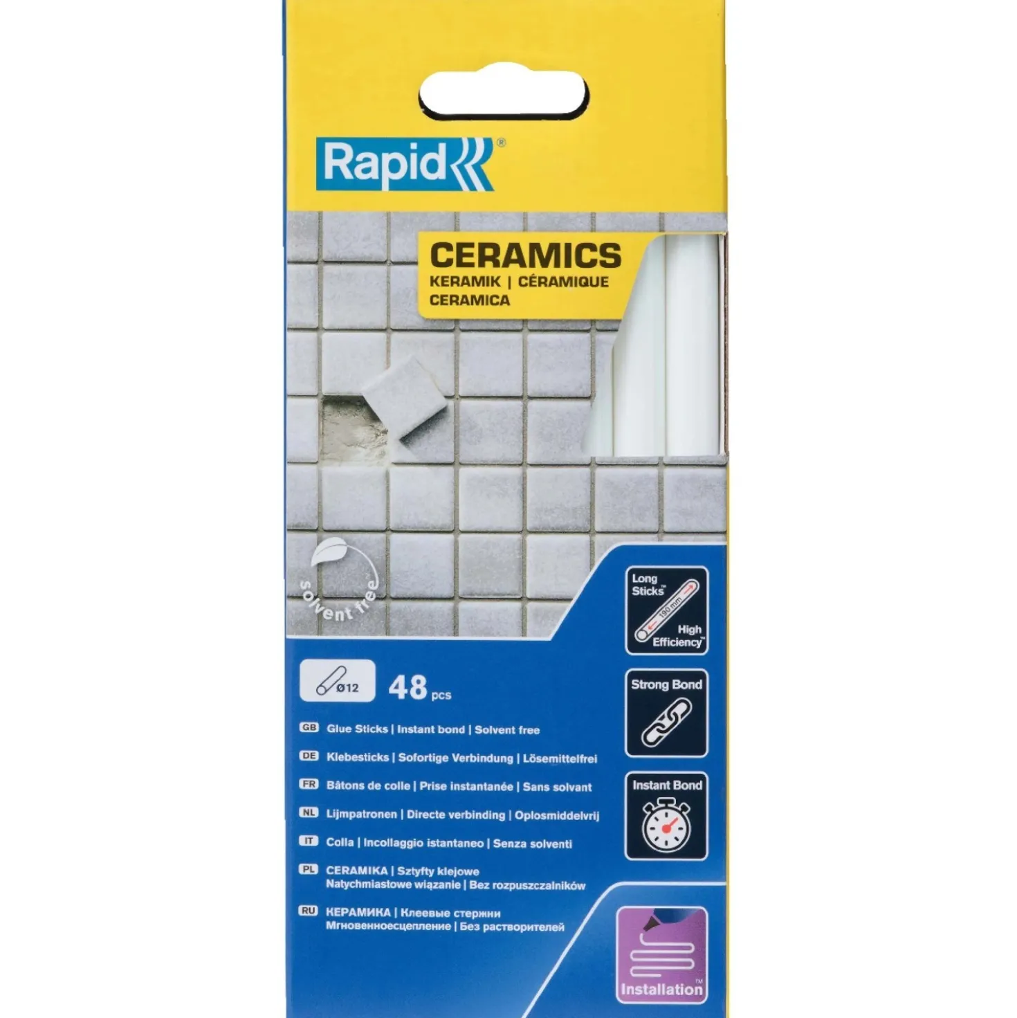 Stick di Colla Rapid per Ceramica da 12 mm Bianco
