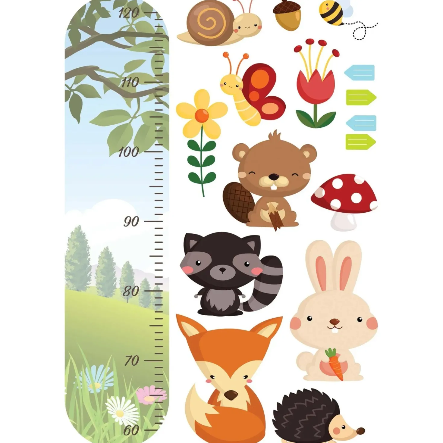 Sticker adesivo Metro della crescita funny animals 47x67 cm