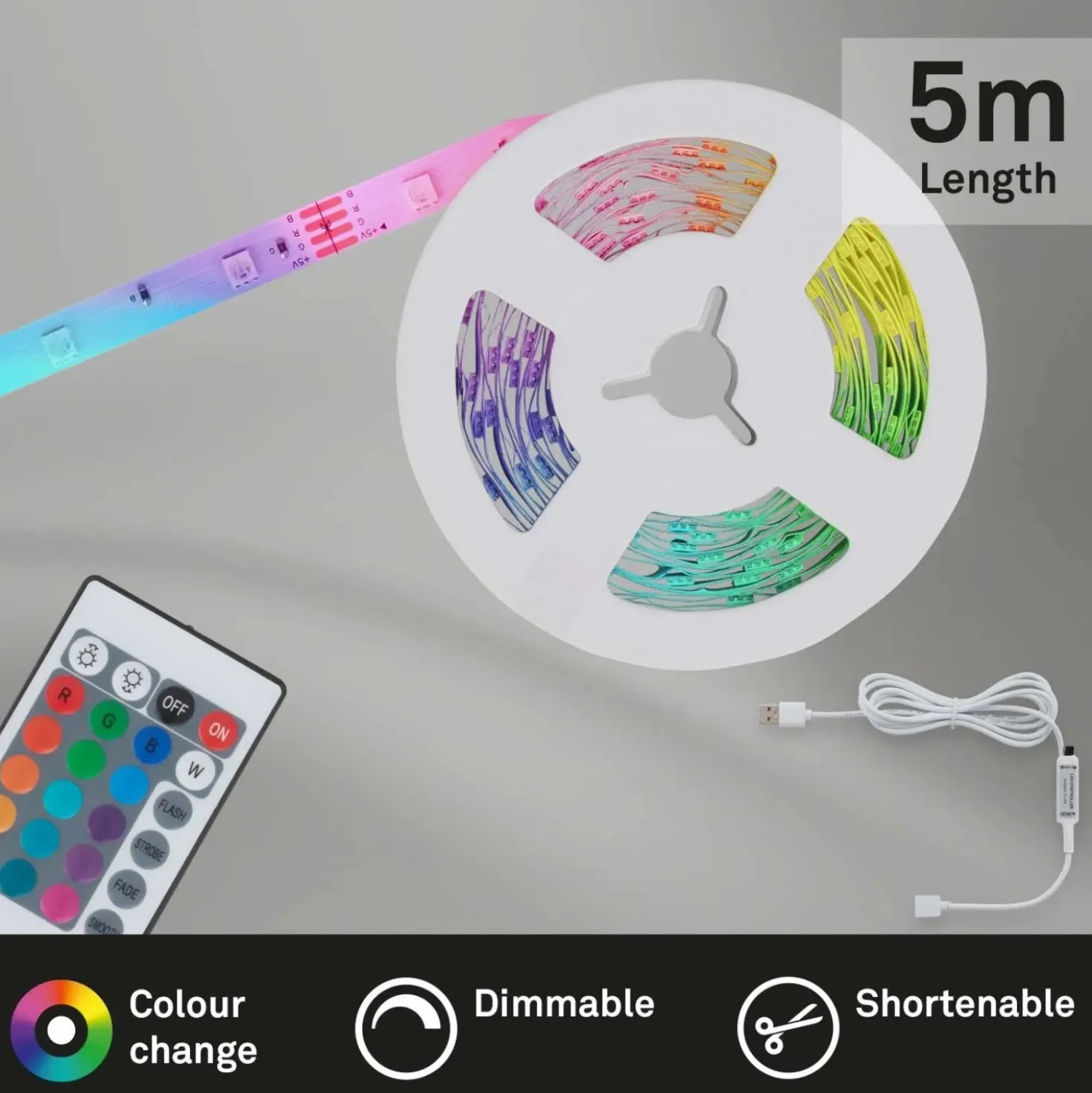 Striscia a led RGB 150 led 6 watt bianco attacco USB