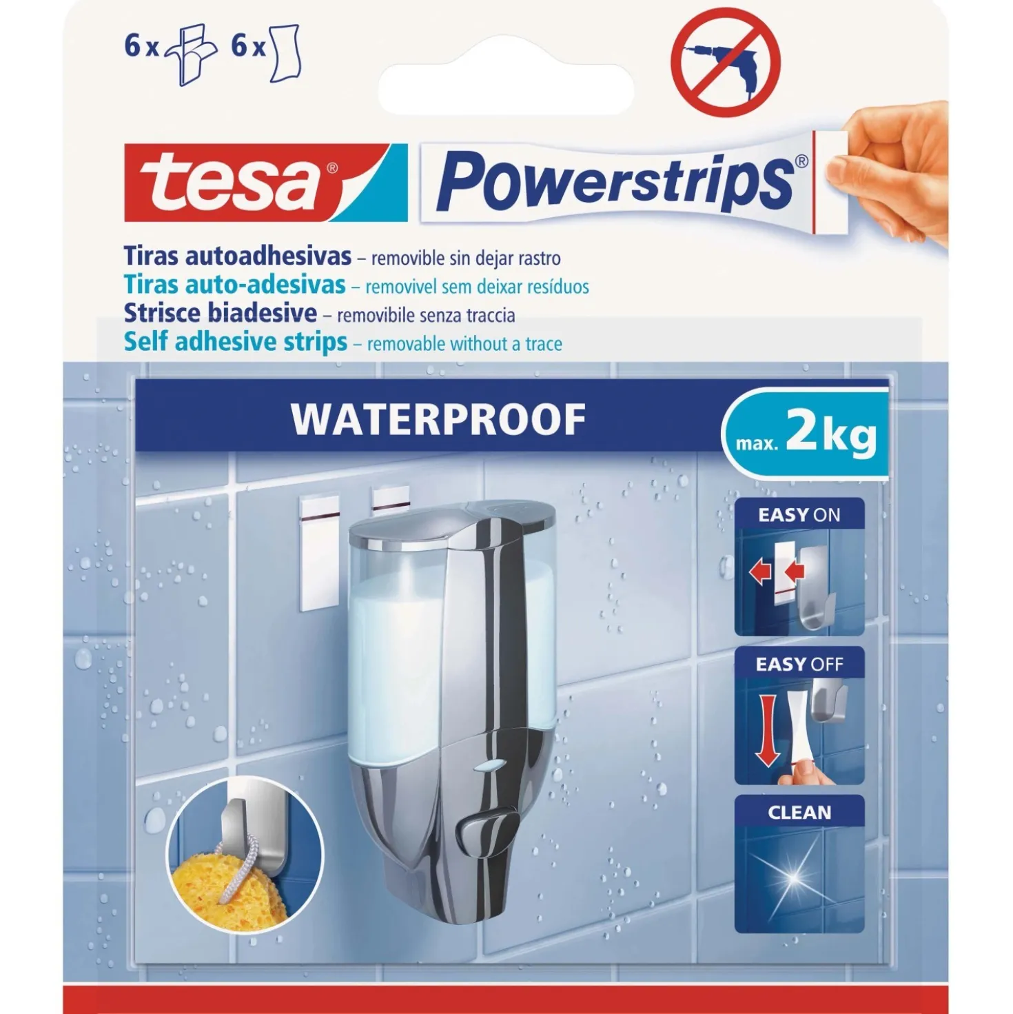Striscia biadesiva rimovibile Large Tesa Powerstrips® Waterproof