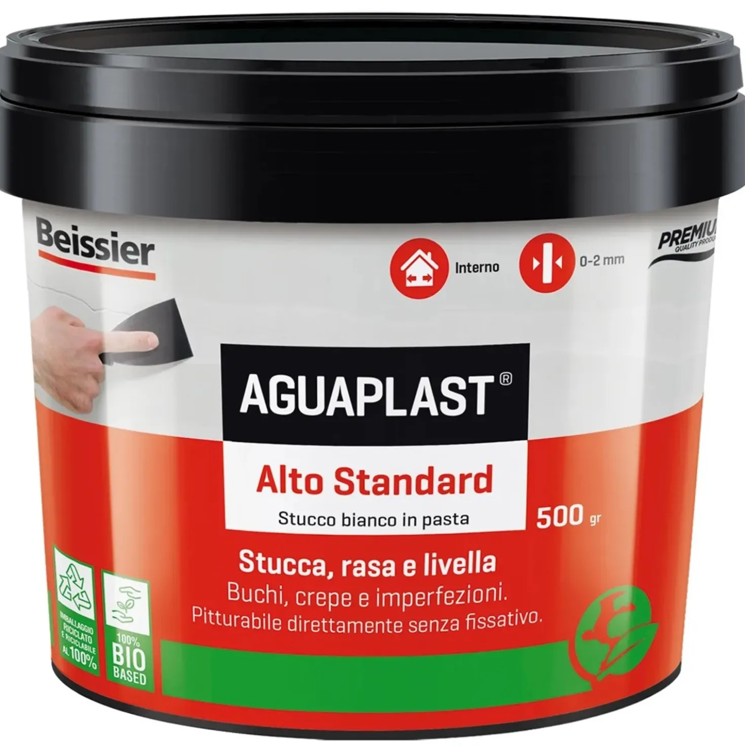 Stucco in pasta Aguaplast Alto Standard per interni 0,5 kg bianco