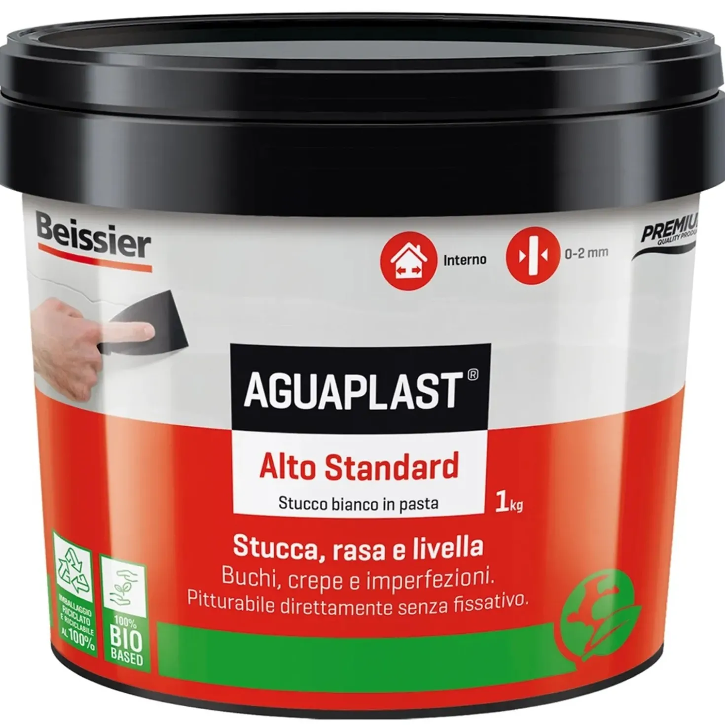 Stucco in pasta Aguaplast Alto Standard per interni 1 kg bianco