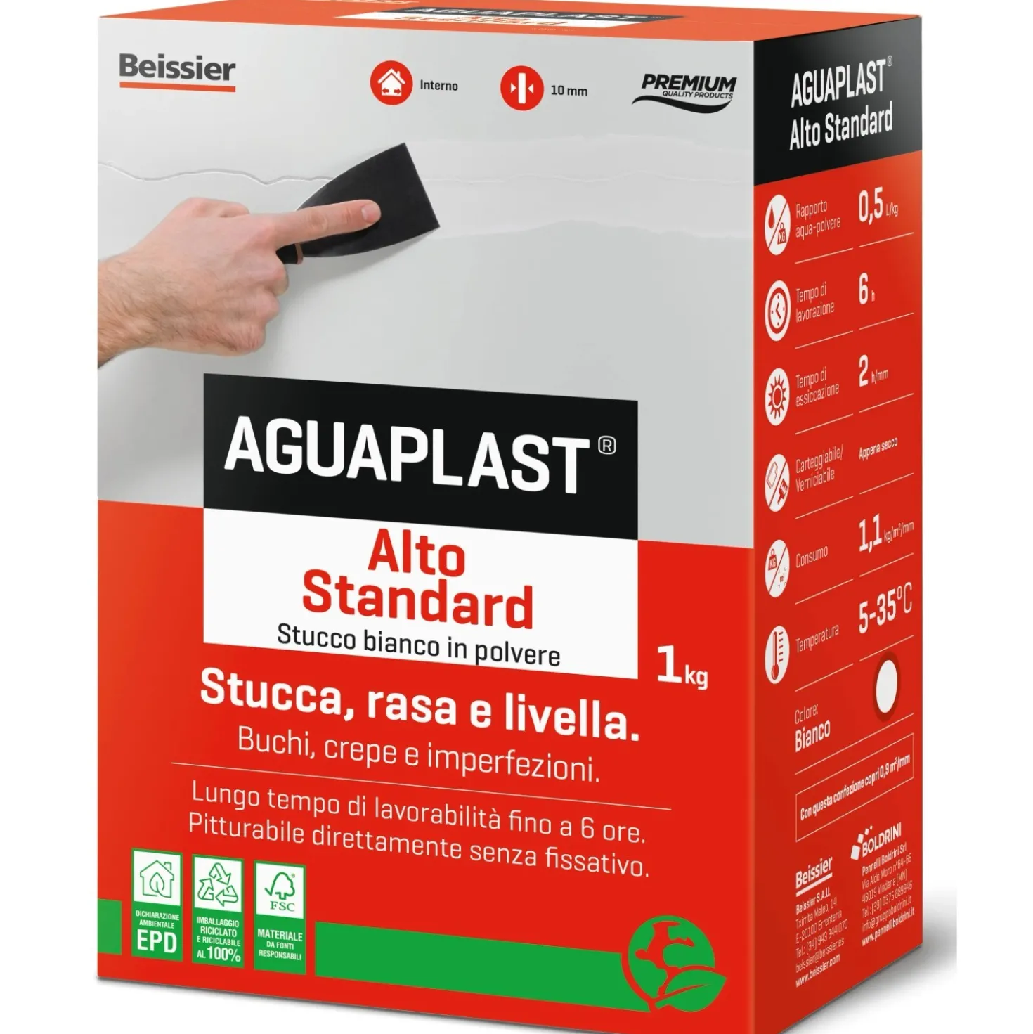 Stucco in polvere Aguaplast Alto Standard per interni 1 kg bianco