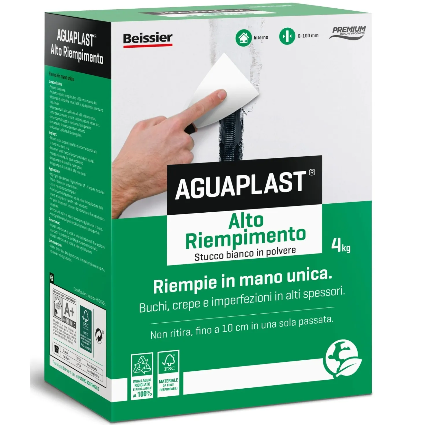 Stucco in polvere Aguaplast Alto riempimento polvere per interni 5 kg bianco