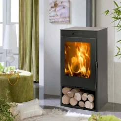 Stufa a legna in acciaio Nerja 5 Ecodesign 7,3 kw nero metallico