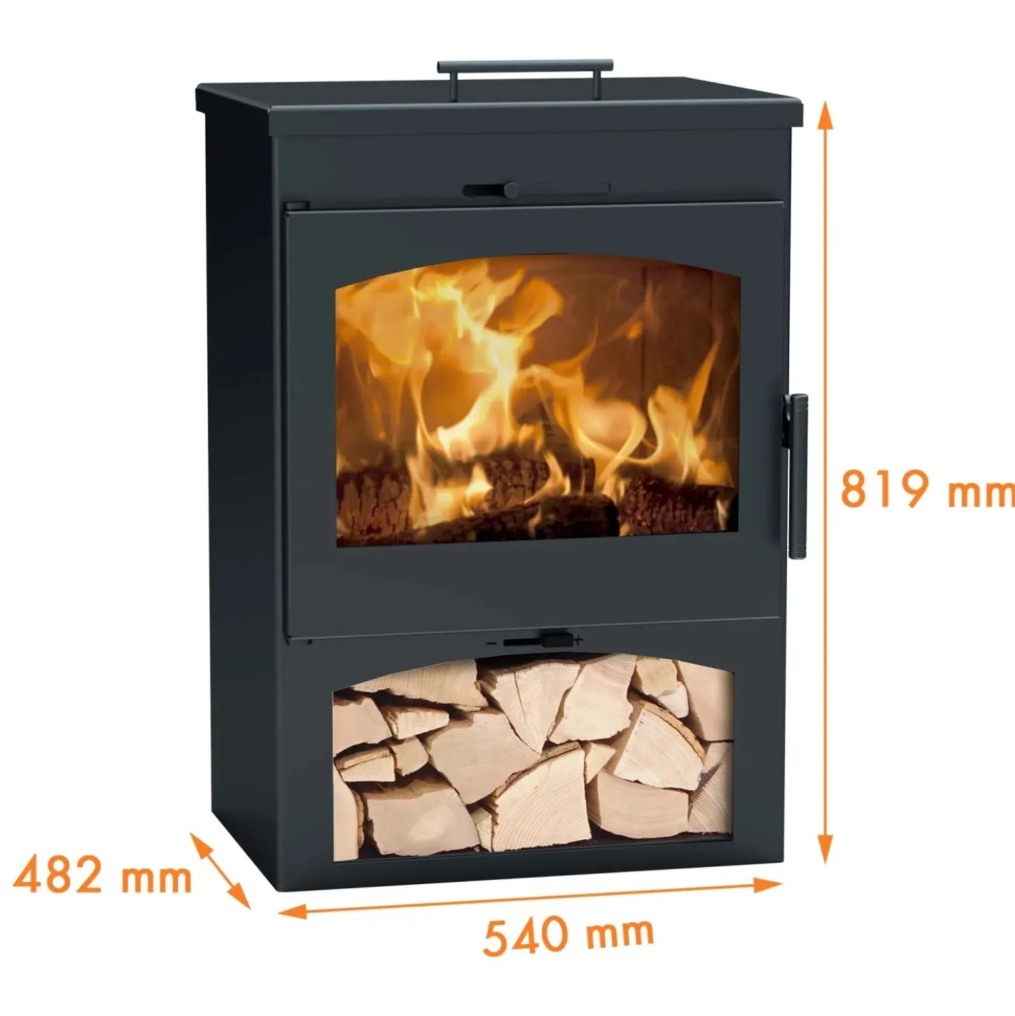 Stufa a legna in acciaio Bristol 5 Ecodesign 7,8 kw nero metallico