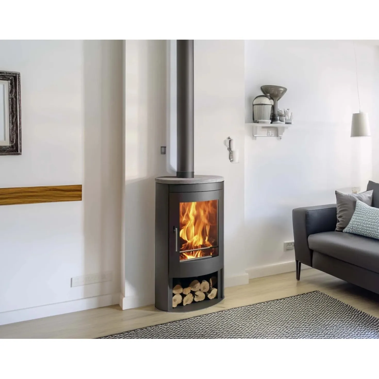 Stufa a legna Panadero Oval 1 Stone in acciaio 7,3 kW Black Metalic