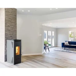 Stufa a pellet canalizzata Invicta Talo Plus 11,6 kW grigio
