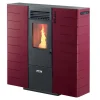 Stufa a pellet Ecofox Slim in acciaio 6,14 kW bordeaux