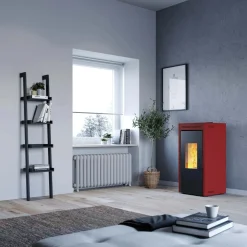 Stufa a pellet ventilata ermetica Invicta Teramo Plus 17,2 kW rosso