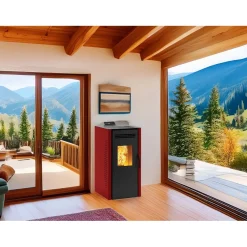 Stufa a pellet ventilata Invicta Burano Wi-fi Plus 8 kW rosso
