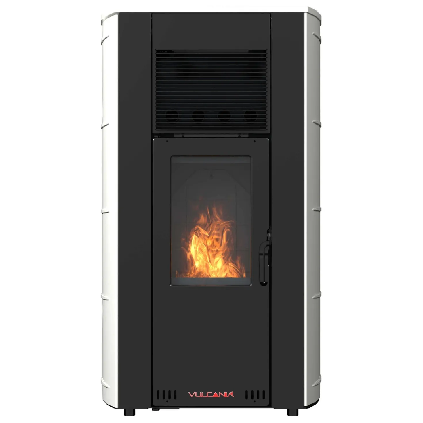 Stufa a pellet Vulcania All Stone ceramica Evo canalizzata 11kW bianco