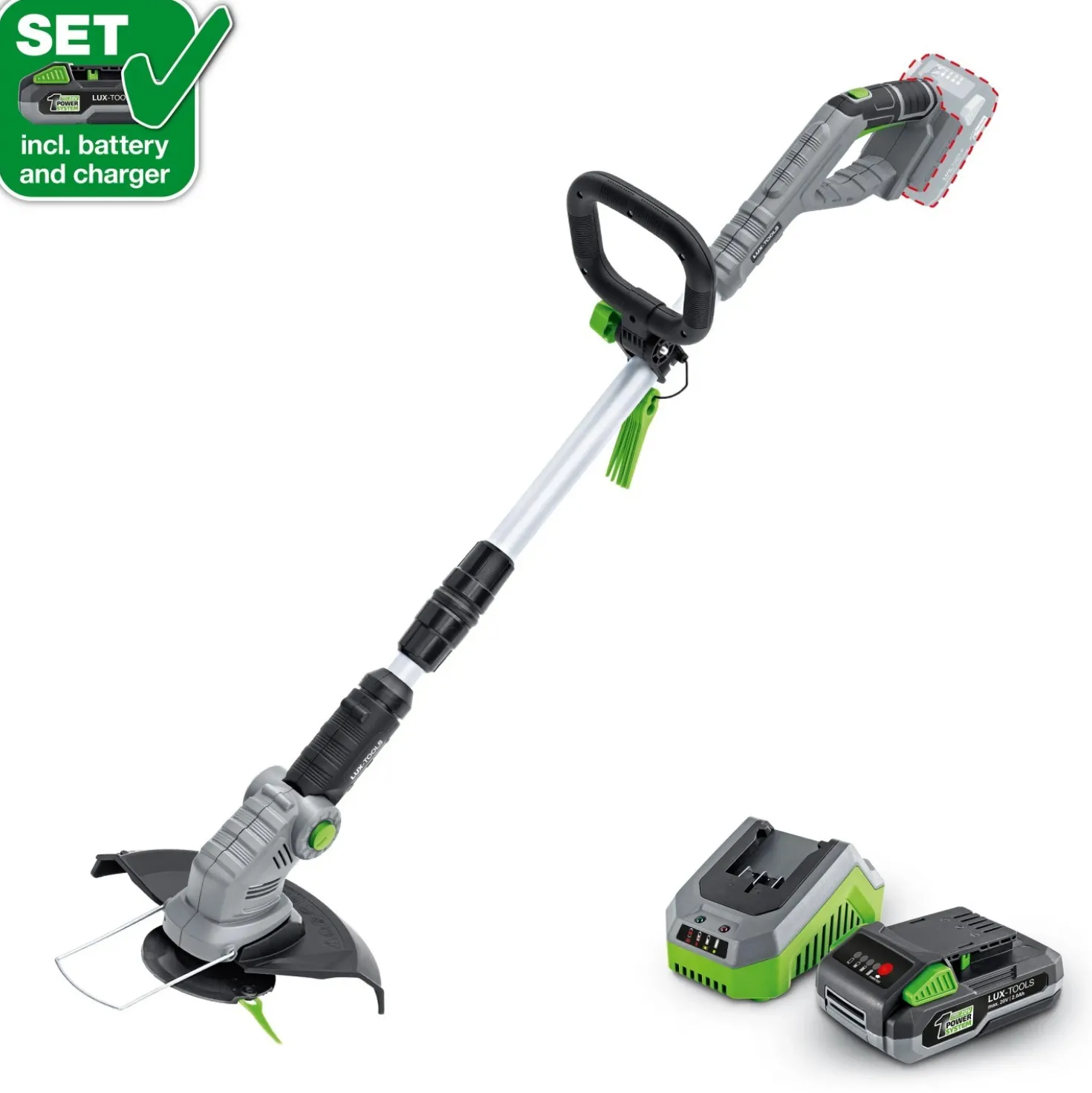 Tagliabordi a batteria LUX PowerSystem A-RT-20/26-24 batteria e caricatore 20 V