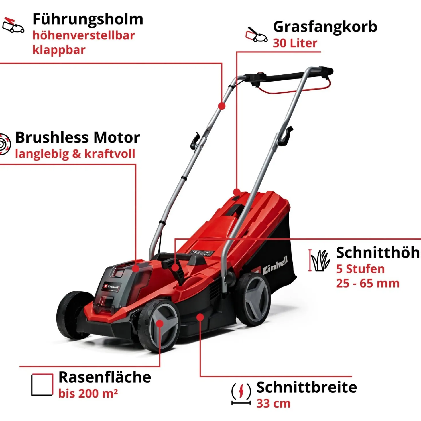 Tagliaerba a batteria Einhell GE-CM 18/33 Li 18 V 4,0 Ah L taglio 33 cm