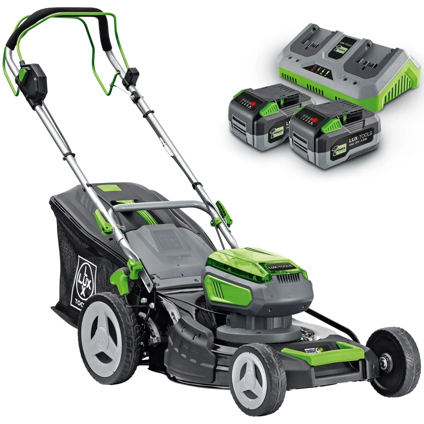 Tagliaerba a batteria LUX-TOOLS A-RM-2x20/46 da 20 V 4 ah L taglio 46 cm