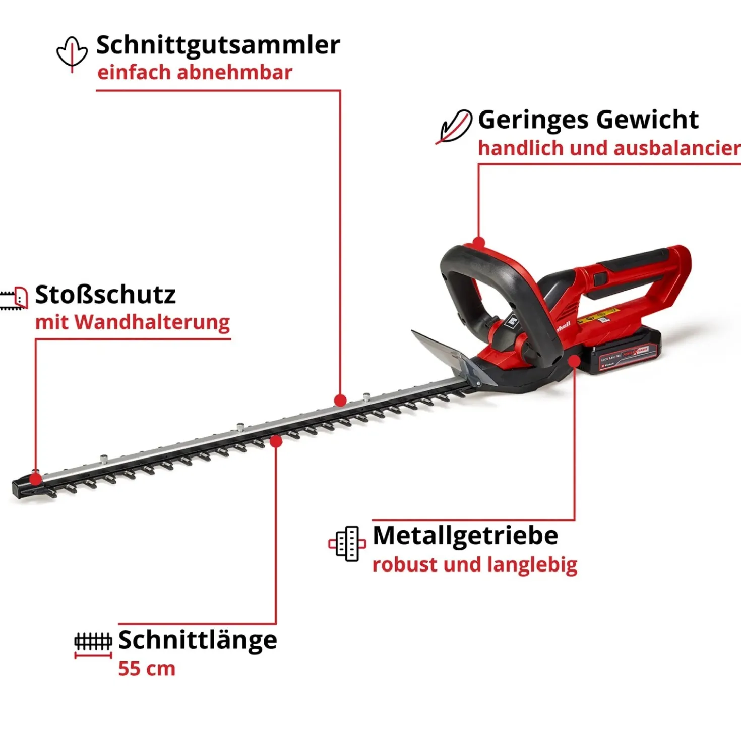 Tagliasiepi a batteria Einhell GC-CH 1855/1 Li Kit 18V 2,5 Ah