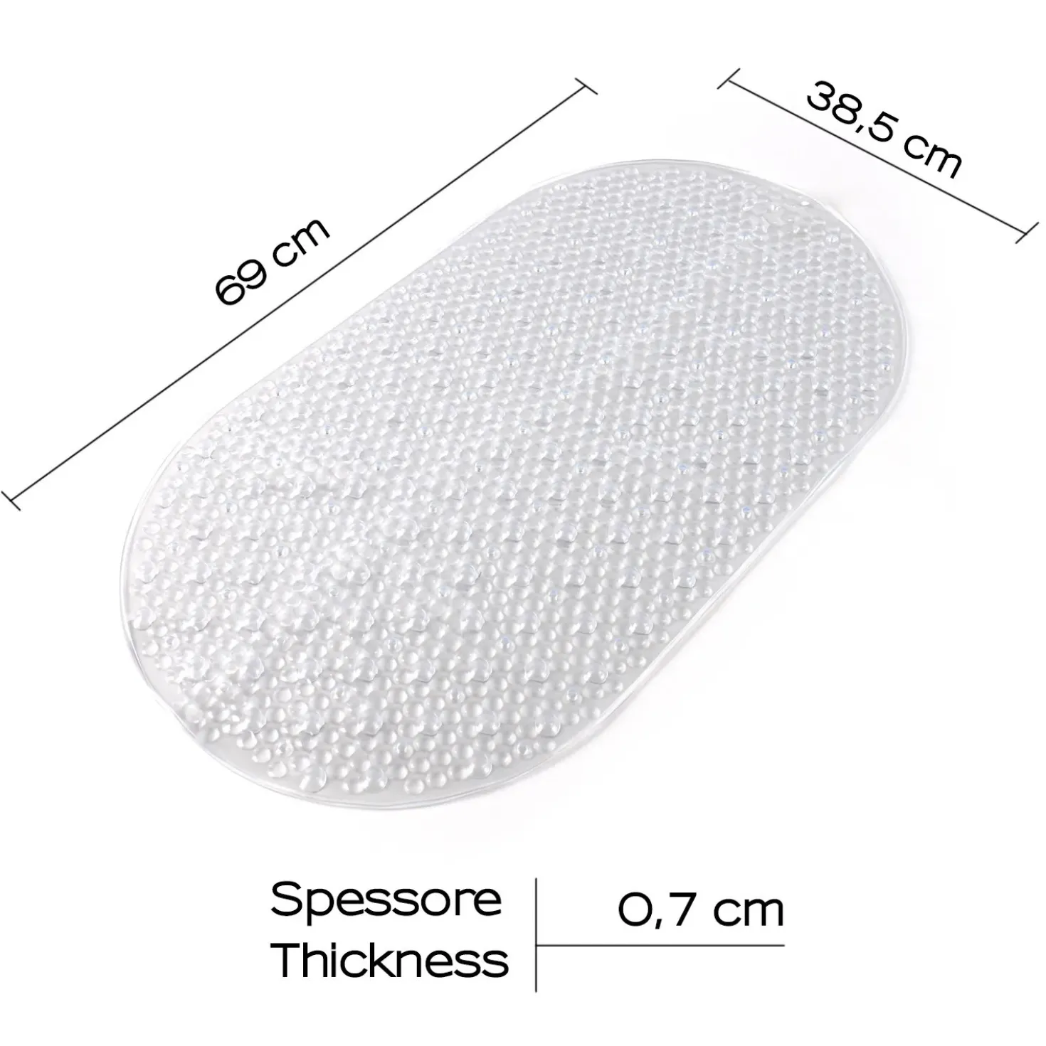 Tappeto antiscivolo vasca Solid trasparente