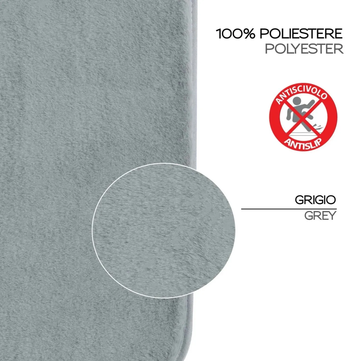 Tappeto bagno Fuzzy 50x80 cm grigio