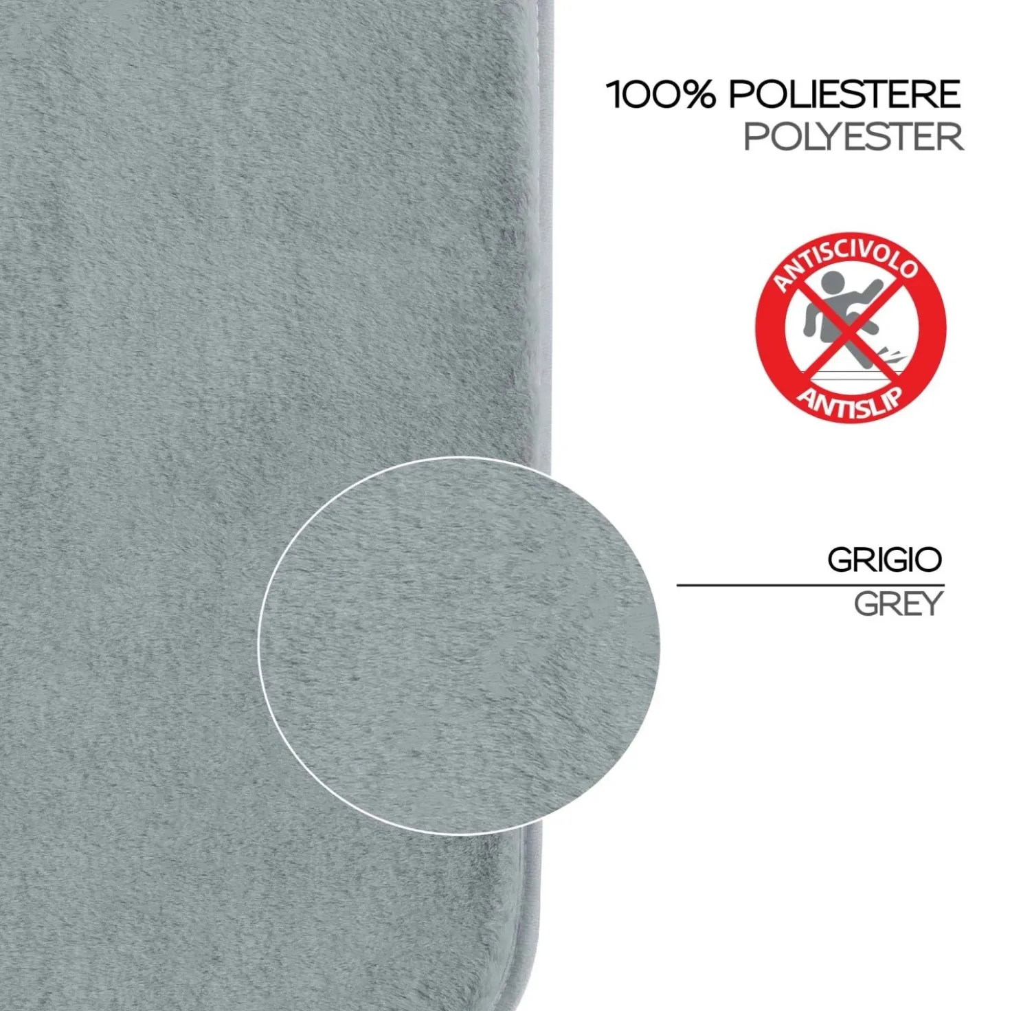 Tappeto bagno Fuzzy 40x60 cm grigio