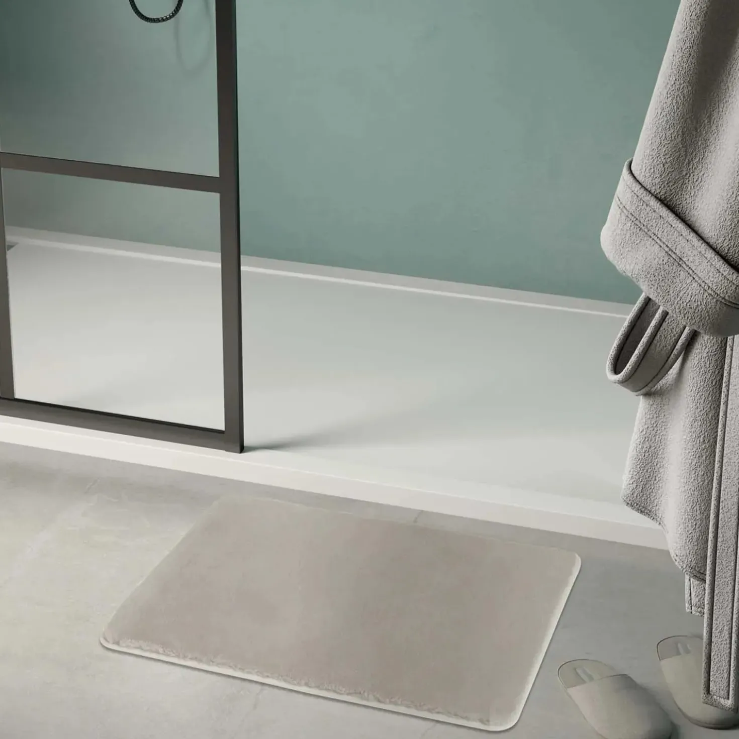 Tappeto bagno Fuzzy 100x60 cm tortora chiaro