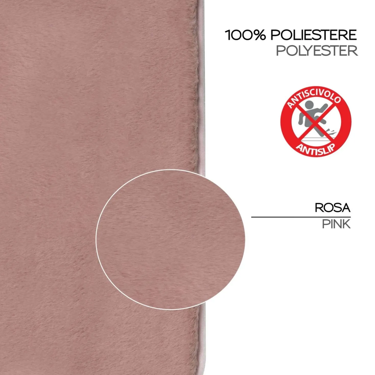 Tappeto bagno Fuzzy 50x80 cm rosa