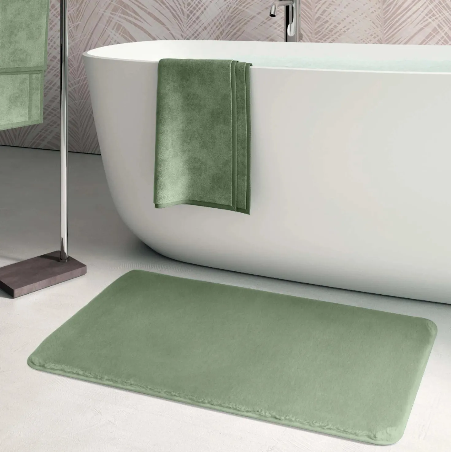 Tappeto bagno Fuzzy 50x80 cm verde