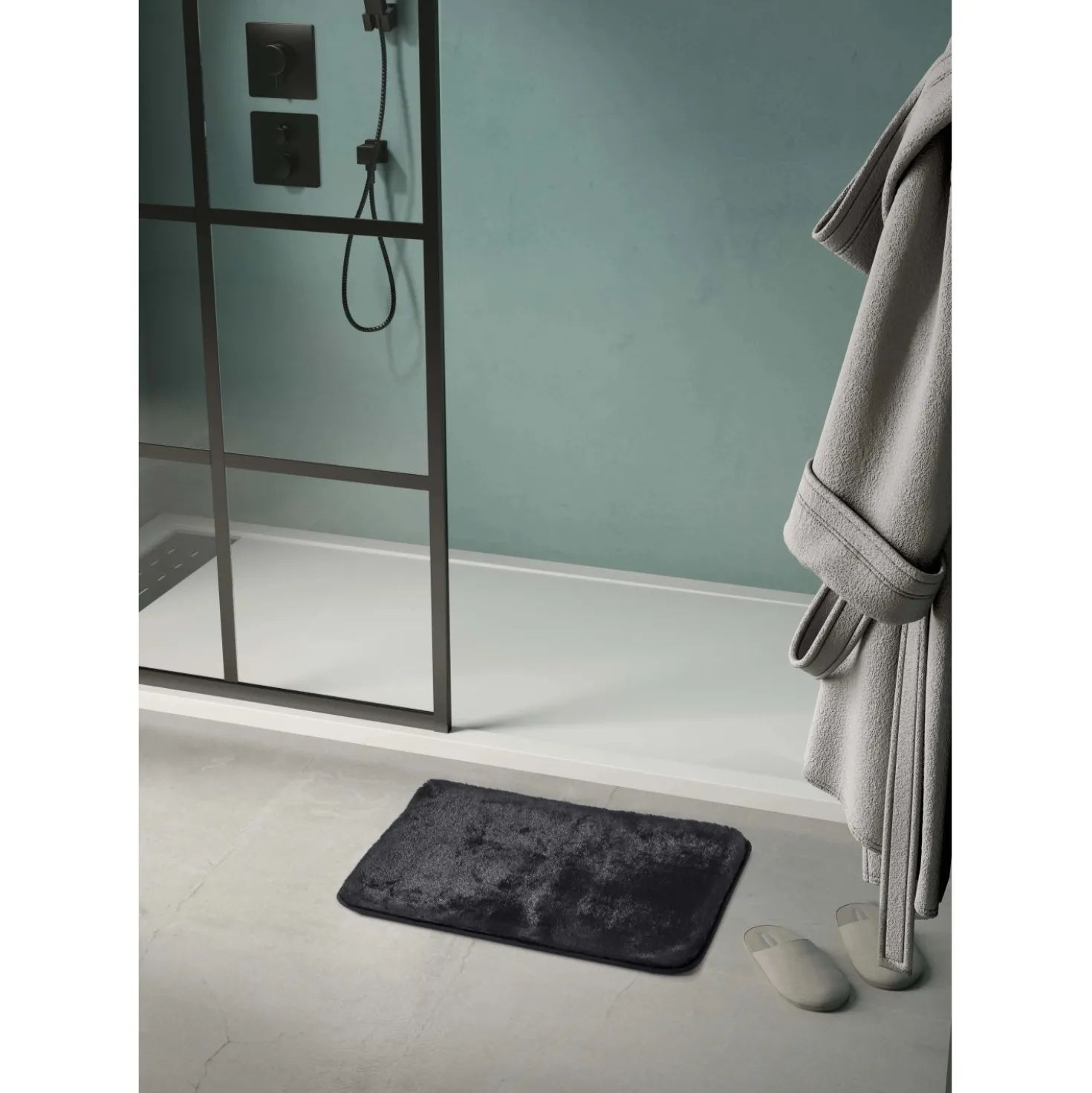 Tappeto bagno Fuzzy 50x80 cm nero