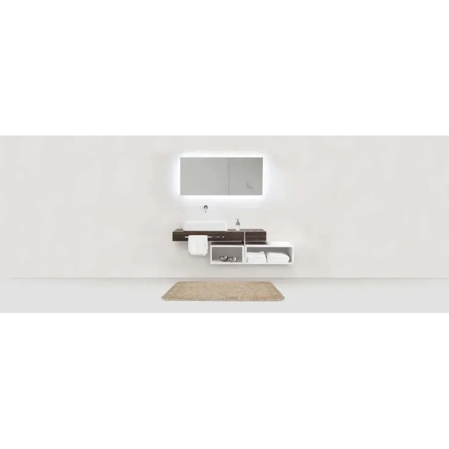 Tappeto da bagno antiscivolo Badia 60x90 cm beige