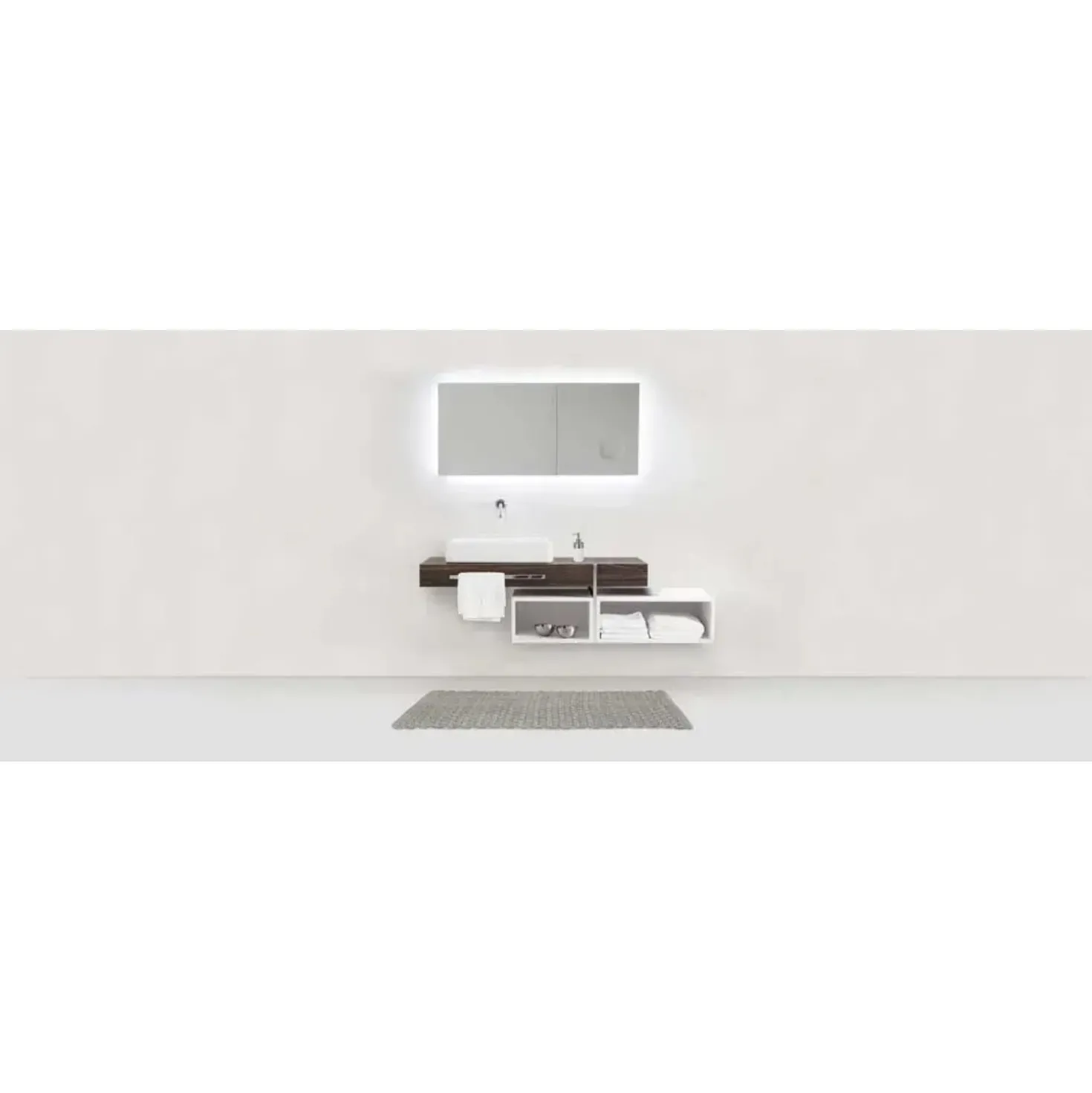 Tappeto da bagno Ecoli 50x80 cm grigio design intrecciato moderno