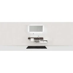 Tappeto da bagno Ecoli 50x80 cm antracite design intrecciato moderno