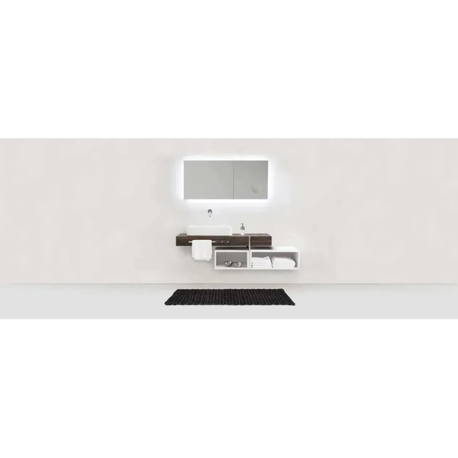 Tappeto da bagno Ecoli 50x80 cm antracite design intrecciato moderno