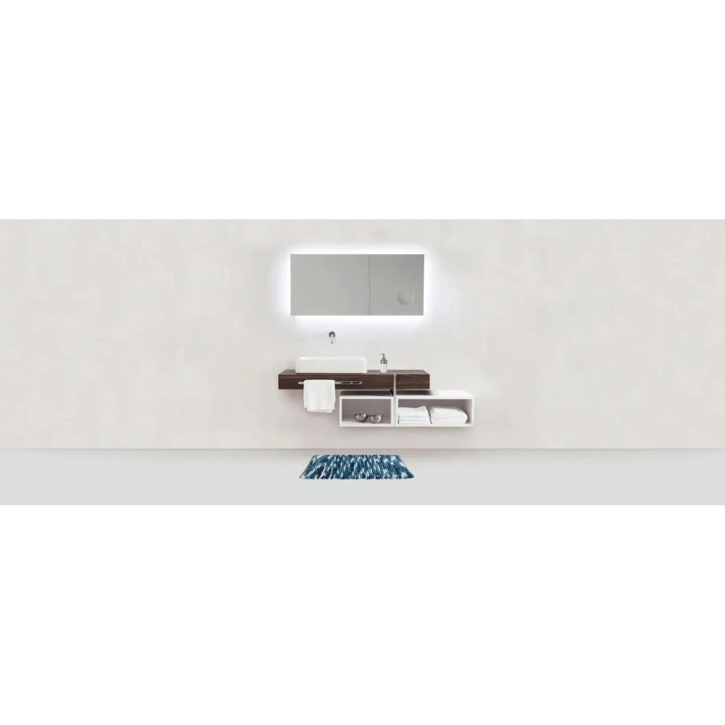 Tappeto da bagno Urdu 55x65 in microfibra blu