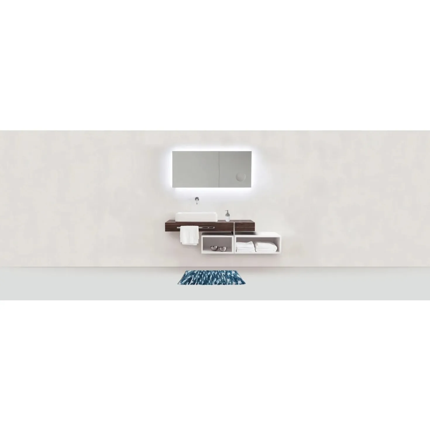 Tappeto da bagno Urdu 55x65 in microfibra blu