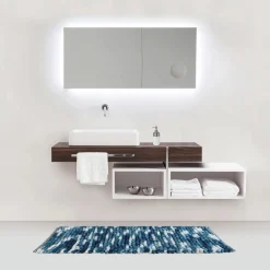 Tappeto da bagno Wenko Urdu blu poliestere 60x90 cm blu
