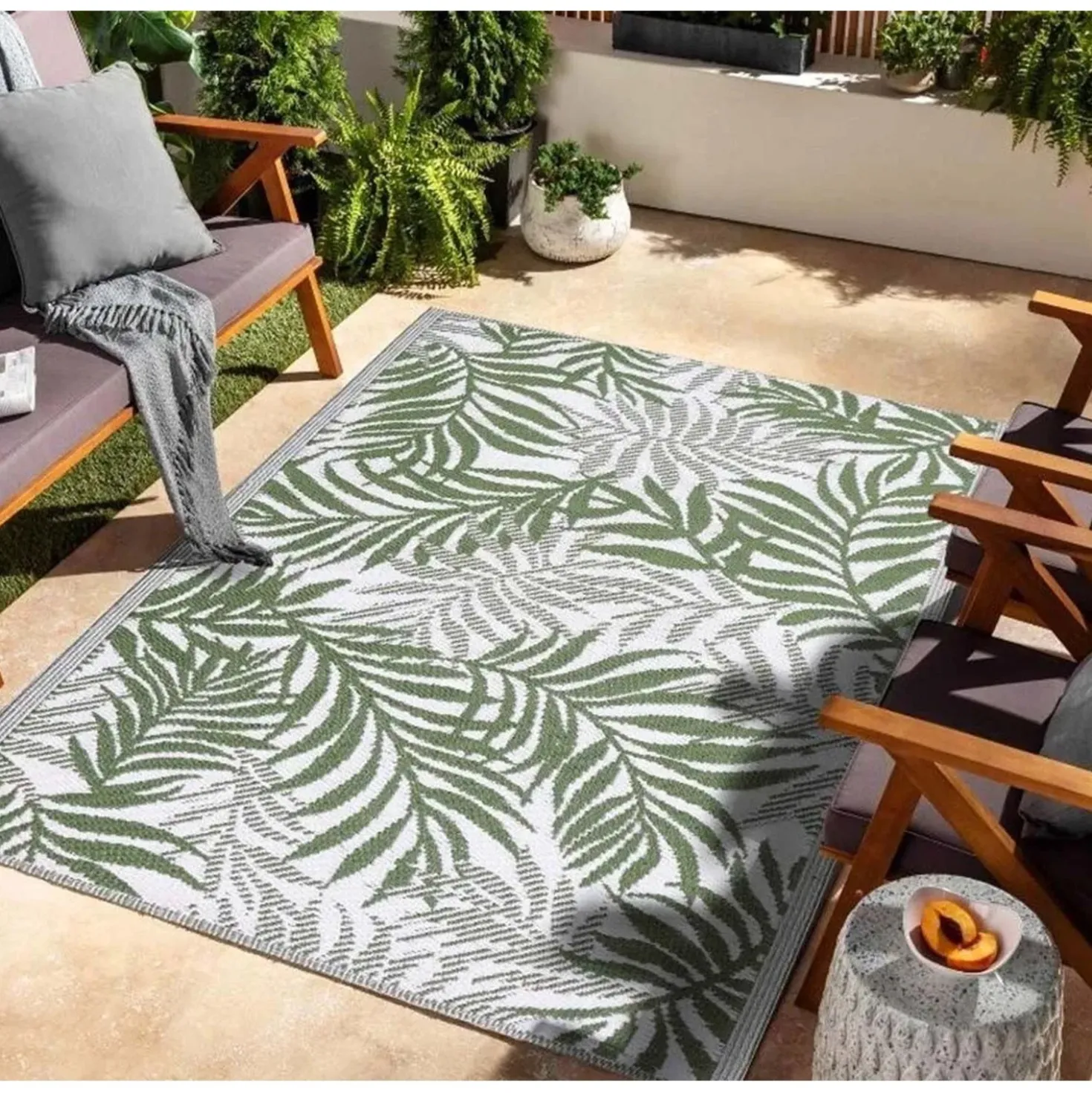 Tappeto in polipropilene summer foglie verde 120x180 cm