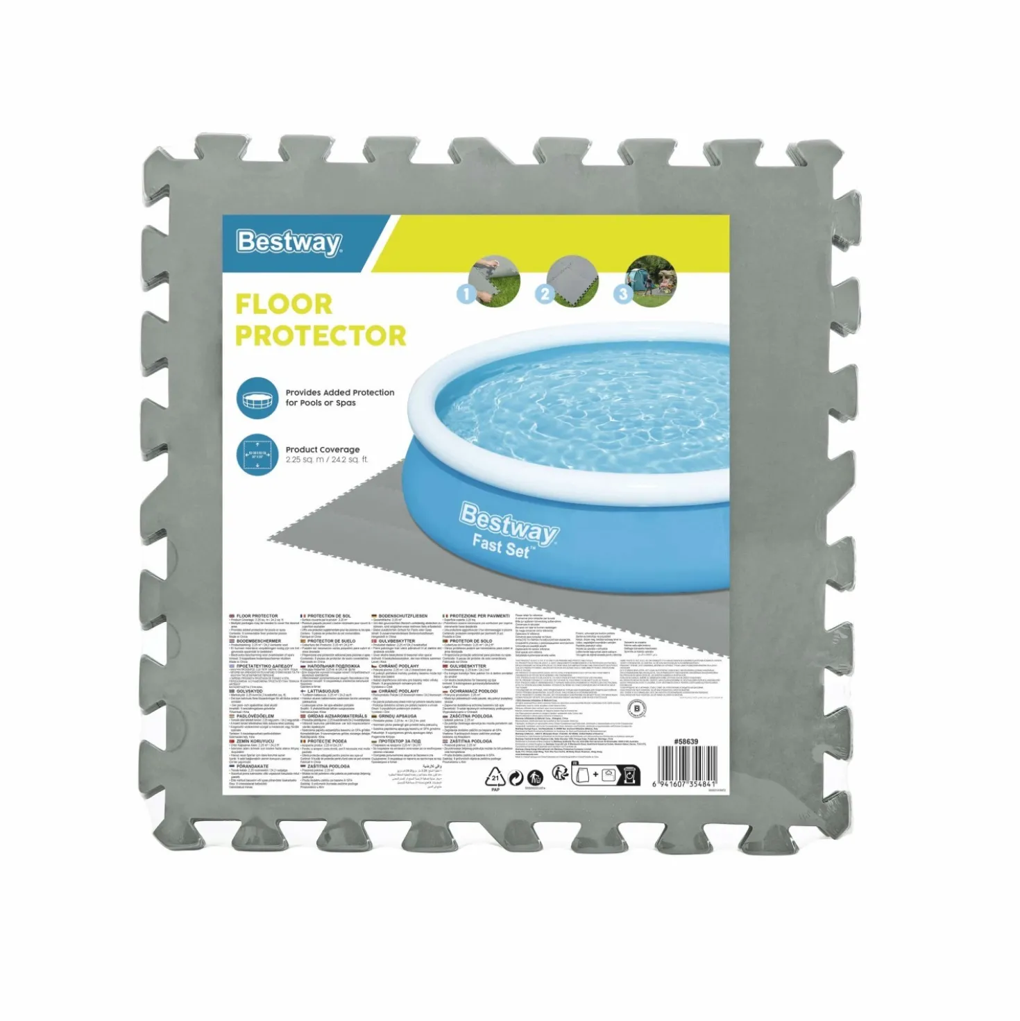 Tappeto protettivo per sotto piscina Bestway 50x50 cm grigio 9 pz