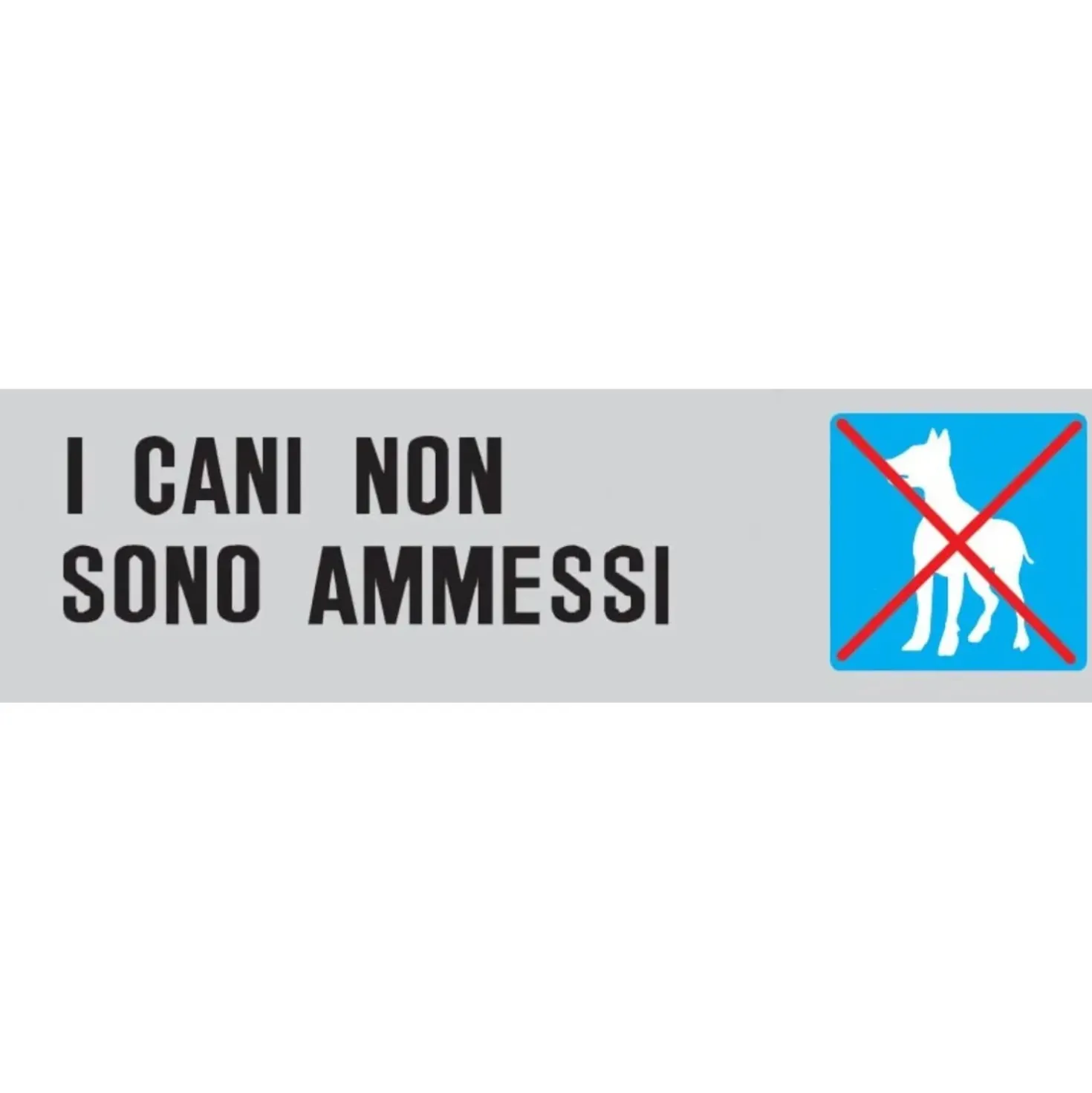 Targa adesiva "Cani non ammessi" vinile rigido 4 x 15 cm grigia