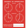 Targa "Orario di apertura" con catenella 16 x 21 cm rossa
