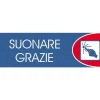 Targhetta adesiva "Suonare grazie" in propilene metallizzato 6 x 18 cm