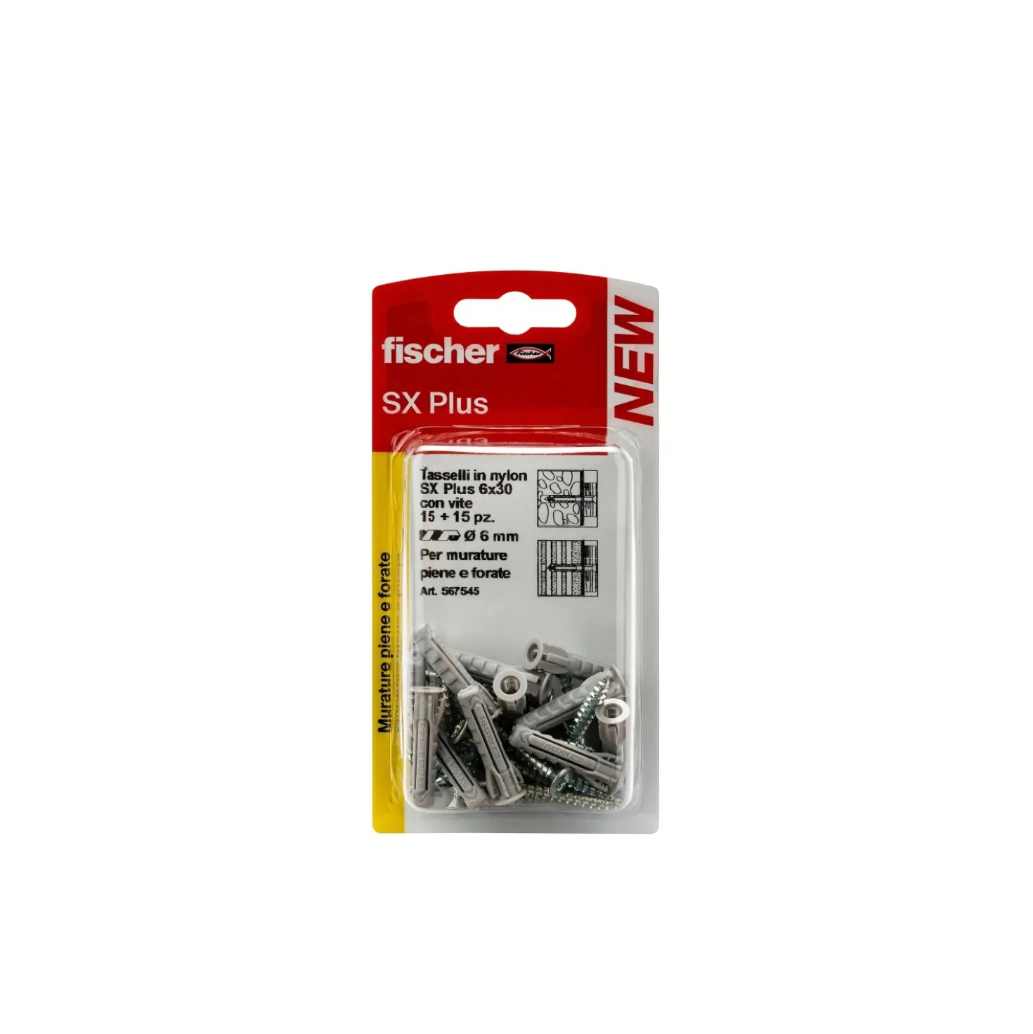 Tassello a espansione in nylon Fischer SX Ø 6 mm 15 pz